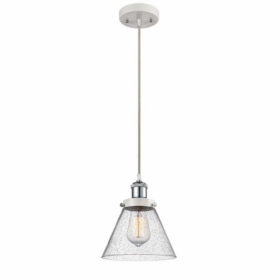 Cone - 1 Light Cord Hung Mini Pendant In Industrial Style-10 Inches Tall and 8 Inches Wide