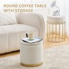 KTMBDW Set of 2 Round Velvet Storage Ottomans – Upholstered Vanity Stool, Footrest, Side Table with Removable Lid for Living Room & Bedroom - 2 of 4