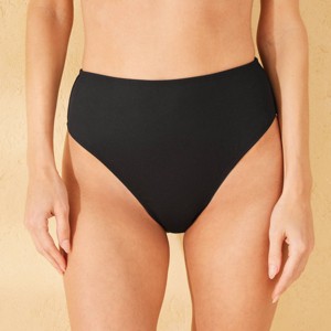 Women's Ribbed High Waist Cheeky Bikini Bottom - Shade & Shore™ - 1 of 4