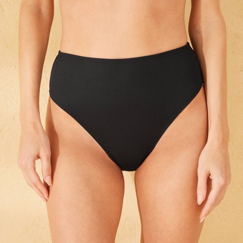 Women's Ribbed High Waist Cheeky Bikini Bottom - Shade & Shore™ - image 1 of 4