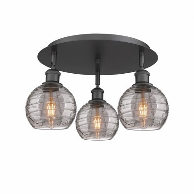 Athens Deco Swirl - 3 Light Flush Mount In Industrial Style-8.63 Inches Tall and 17.63 Inches Wide