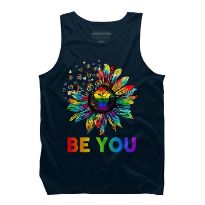 Adult Design By Humans Be You Sunflower Power Fist Pride Rainbow By Legato Tendo Tank Top