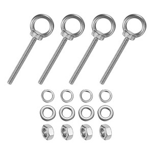 Unique Bargains Stainless Steel Durable Rust-Resistant Eyebolts with Nuts Washers Male Screw for Fastening 10 Pcs - 1 of 4