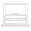 Twin Canopy Bed with Trundle, Wooden Twin Size Daybed Frame, Twin Sofa Bed, Platform Bed Frame with 4 Poster, White - 4 of 4