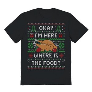 Rerun Island Men's Im Here Where Is The Food Short Sleeve Graphic Cotton T-Shirt - 1 of 1