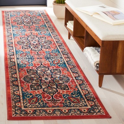 Riviera Black and Red Synthetic Runner Rug, 2'2" x 9'