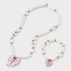 Baby Beaded Bow Necklace & Bracelet Set - Cat & Jack™ Ivory - 2 of 3