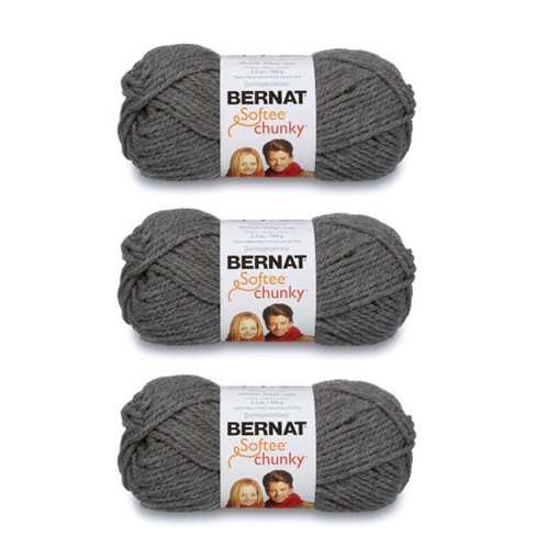 Bernat Softee Chunky True Gray Yarn - 3 Pack Of 100g/3.5oz