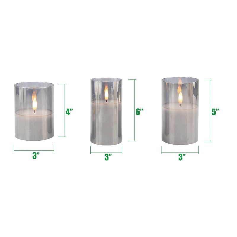 Stonebriar 3pk Real Wax Assorted Size Flameless LED Pillar Candle with Remote and Timer, 2 of 4