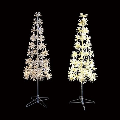 Season's Designs 4 Ft Snowflake Light Cluster Tree with Metal Stand 92 LED Cool White & Blue Flashing Lights Indoor/Outdoor Christmas Decoration