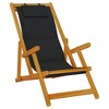 vidaXL Folding Beach Chair Black and Wood Acacia Wood and Textilene - 2 of 4
