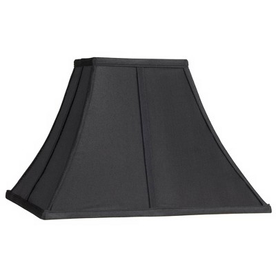 Springcrest Medium Square Curved Black Lamp Shade 6" Top x 14" Bottom x 9.5" High (Spider) Replacement with Harp and Finial