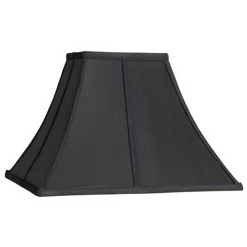 Springcrest Medium Square Curved Black Lamp Shade 6" Top x 14" Bottom x 9.5" High (Spider) Replacement with Harp and Finial, 1 of 7