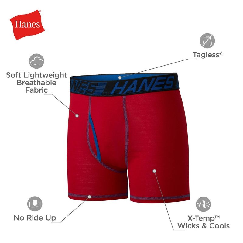 Hanes Boys' 5pk X-Temp Boxer Briefs - Red, 5 of 5