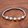 ELYA Women's Gray Crystal Pearls and Steel Bead Stretch Bracelet (4mm Wide) - 2 of 4