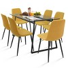 Mona+Bingo 7-Piece Black Rectangular Clear Tempered Transparent Glass Table with 6 Upholstered Side Chairs-Maison Boucle - 2 of 4