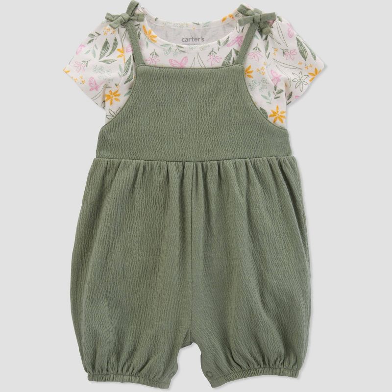 Carter's Just One You® Baby Girls' Floral Undershirt & Bottom Set - Green, 3 of 8