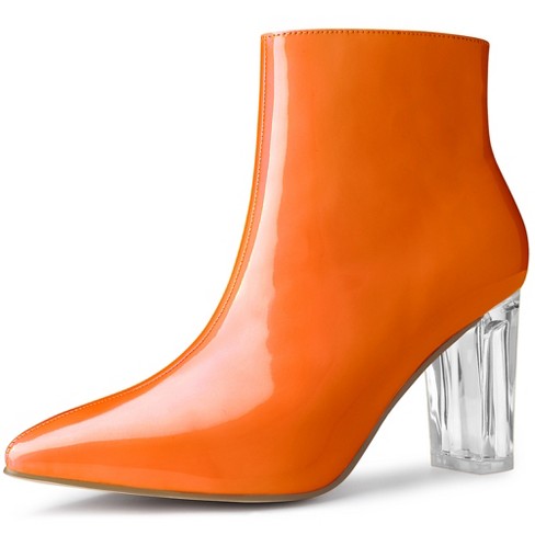 Women's Patent Leather Chunky Heels Ankle Boots