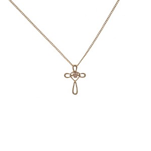 Dicksons Petal Cross with Heart and Jewel-Tone Accent Center Gold-Plated 18-Inch Pendant Necklace - 1 of 3