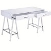 Gulches White High Gloss Writing Desk with Chrome Finish ¨C Built-in USB Port, 2 Drawers, Sturdy Metal Base for Home/Office - 2 of 4