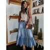 Women's High Waist Tiered Denim Maxi Skirt - Button-Fly Ruffle Swing A-Line with Pockets - 3 of 4