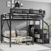 Sapphtopaz Metal Loft Bed with Stairs, Wardrobe, Safety Guardrail & Storage Shelves, High Loft Bed for Kids, Teens & Adults, Space-Saving - 2 of 4
