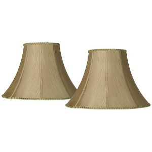 Imperial Shade Set of 2 Round Bell Lamp Shades Earthen Gold Large 8" Top x 18" Bottom x 13" Slant Spider with Replacement Harp and Finial Fitting - 1 of 4