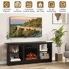 Tangkula 58" Fireplace TV Stand w/ 18" 1500W Electric Fireplace Adjustable Brightness Black - 2 of 4