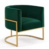PAGED Modern Accent Chair, Barrel Dining Chair with Curve Backrest and Metal Legs, Velvet Fabric Living Room Chair for Bedroom Furniture - 4 of 4
