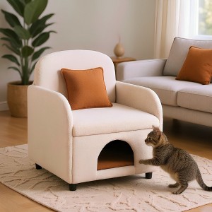 Hrinhom 26"W Upholstered Leisure Armchair,Mid-Century 2 in 1 Pet Friendly Chair with Lumbar Pillow - 1 of 4
