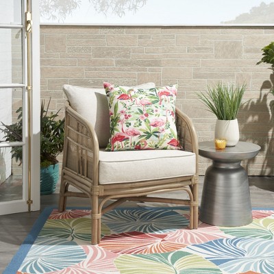 Waverly Flamingos Multicolor 20" x 20" Polyester Throw Pillow