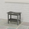 Waterproof Storage Shelf Bench, Gray HDPE Shower Stool with Handle & Non-Slip Pads for Indoor Outdoor Bathroom-3irtyhousy - 4 of 4