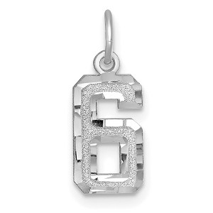 Black Bow Jewelry 14k White Gold, Varsity Collection, Small D/C Pendant, Number 6 - 1 of 4