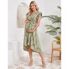 BLUEMING Maternity Dress for Women Summer V Neck Dress with Flutter Sleeve Tie Wasit High Low Hemline Dress Maternity Wedding Guest Dress - 2 of 4