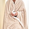 Ribbed Texture Reversible Taupe Throw Blanket - Great Bay Home - image 4 of 4