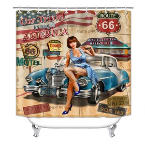Women Sitting On The Car Shower Curtains for Bathroom Waterproof Fabric Bath Curtain Durable Soft Stylish Bathroom Decor 72x72 Inch - 1 of 1