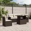 vidaXL 6 Piece Patio Sofa Set with Cushions - Brown and Cream - 2 of 4