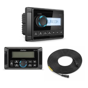 Clarion CMM-20 Marine Source Unit with LCD Display & CMR-20 Wired Marine Remote with 2.4" LCD Display & 25' cable - 1 of 4