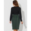 INSPIRE CHIC Women's Elastic High Waist Knee Length Plaid Pencil Skirt with Side Zipper - image 4 of 4