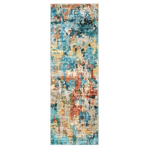 Area Rug for Living Room, Blue Colorful Modern Abstract Washable Rug with Non-Slip Backing, Ultra-Thin Soft Large Rug for Bedroom & Dining Room - 1 of 4