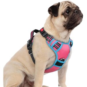 rabbitgoo , No Pull Dog Vest with 3 Buckles, Pet Harness with Easy Control Handle and Reflective Strips, Rose Pink & Blue, S - 1 of 1