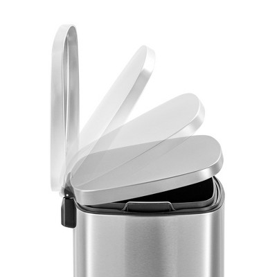 50L Silver Stainless Steel Rectangular Step-On Trash Can