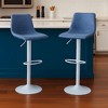 LeisureMod Tilbury Bar Stools with White Iron Base – Adjustable Height Counter Stools with Leather Seat, Swivel Function & Footrest Set of 2 - 2 of 4