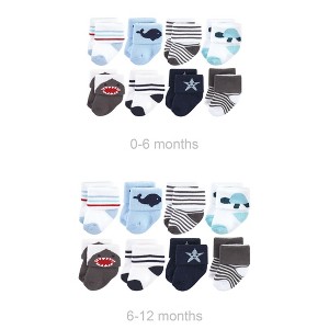 Hudson Baby Infant Boys Grow with Me Cotton Terry Socks, Sea Creatures 8-Pack, 0-6 and 6-12 Months - 1 of 2
