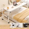 White Overbed Table with Wheels Overbed Desk Adjustable Overbed Table with 4 Lockable Wheels Curved Edge Design Laptop Table for Home Office Hospita - 4 of 4