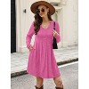 Long Sleeve V-Neck Sweater Dress 2025, Women's Empire Waist Babydoll Fall Dress with Pockets Pink - 3 of 4