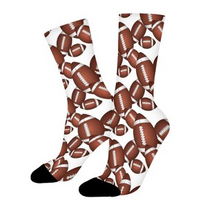 Footballs Pattern Women Printed Crew Socks Funny Funky Socks Soft Polyester Novelty Gifts for Artists Men - 1 of 1