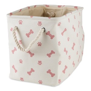 Bone Dry Collapsible Rectangle Pet Storage Bin Paw/Bone Print, Rose, Medium - 1 of 4
