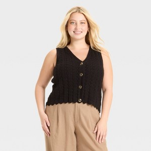 Women's Pointelle Lady Vest - A New Day™ - 1 of 3