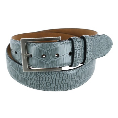 Greg Norman Men's Croco Print Leather Belt, 42, Grey : Target